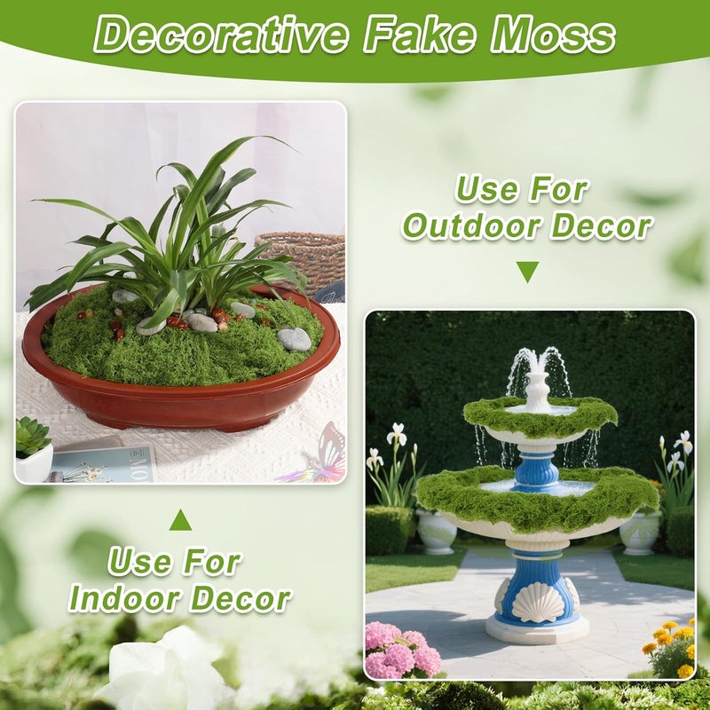Jollidecor Fake Moss for Crafts, 14.1 OZ Artificial Moss for Plants Indoor Decorative Light Green and Dark Green Faux Moss DIY Fairy Garden Decor for Potted Plant - Image 5